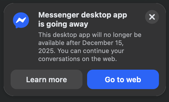 Thông báo quan trọng: Ứng dụng Messenger trên máy tính chính thức ngừng hoạt động
